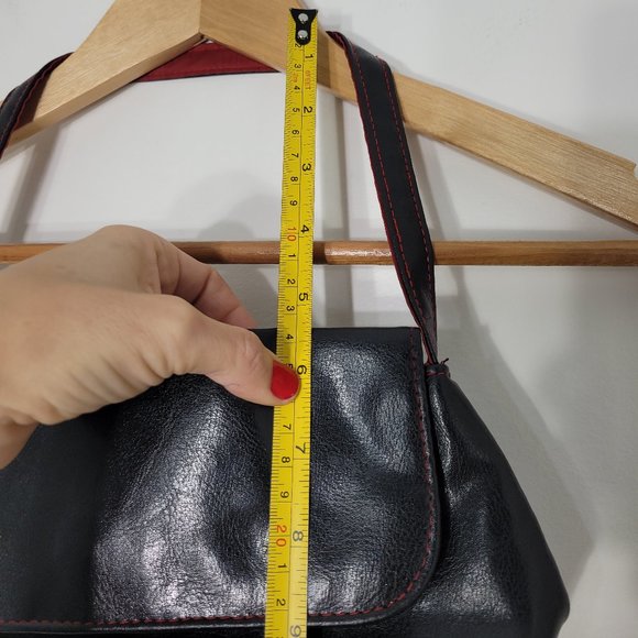 Victoria's Secret Women's Black Red Vegan Leather Mini Shoulder Purse Small Bag - Picture 8 of 12